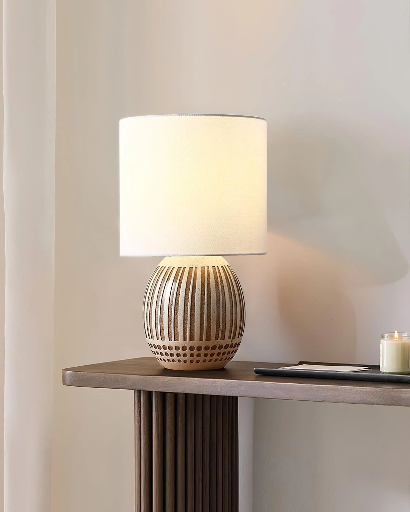 Terra Stripes Modern Ceramics Table Light - Image 7