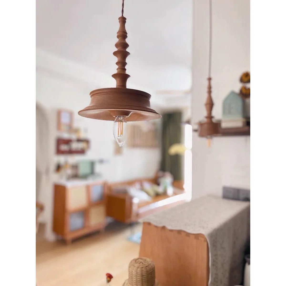Tessira Wood Industrial Pendant Lamp - Image 6