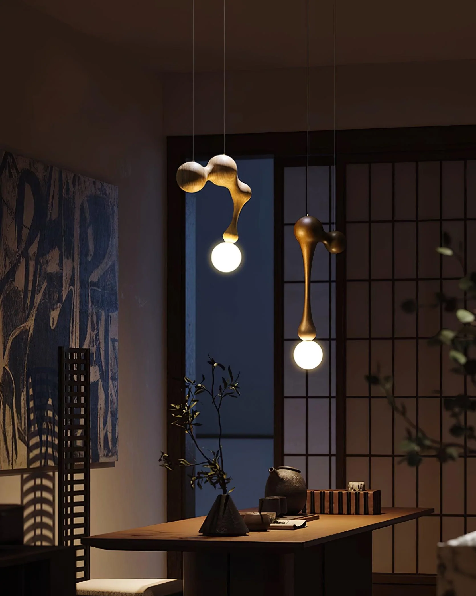 Thaddeus Luxury Wood Pendant Light - Image 45