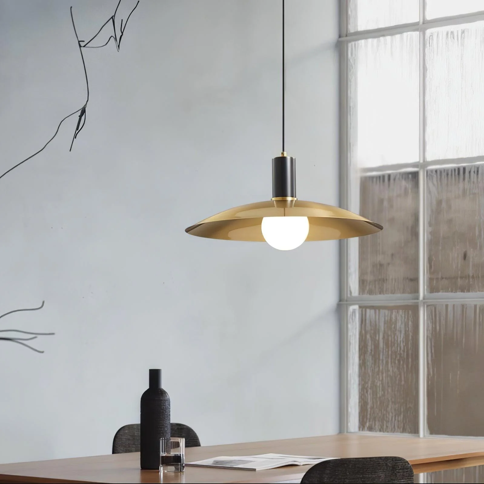 Thalora Brass & Glass Classic Pendant Lamp - Image 12