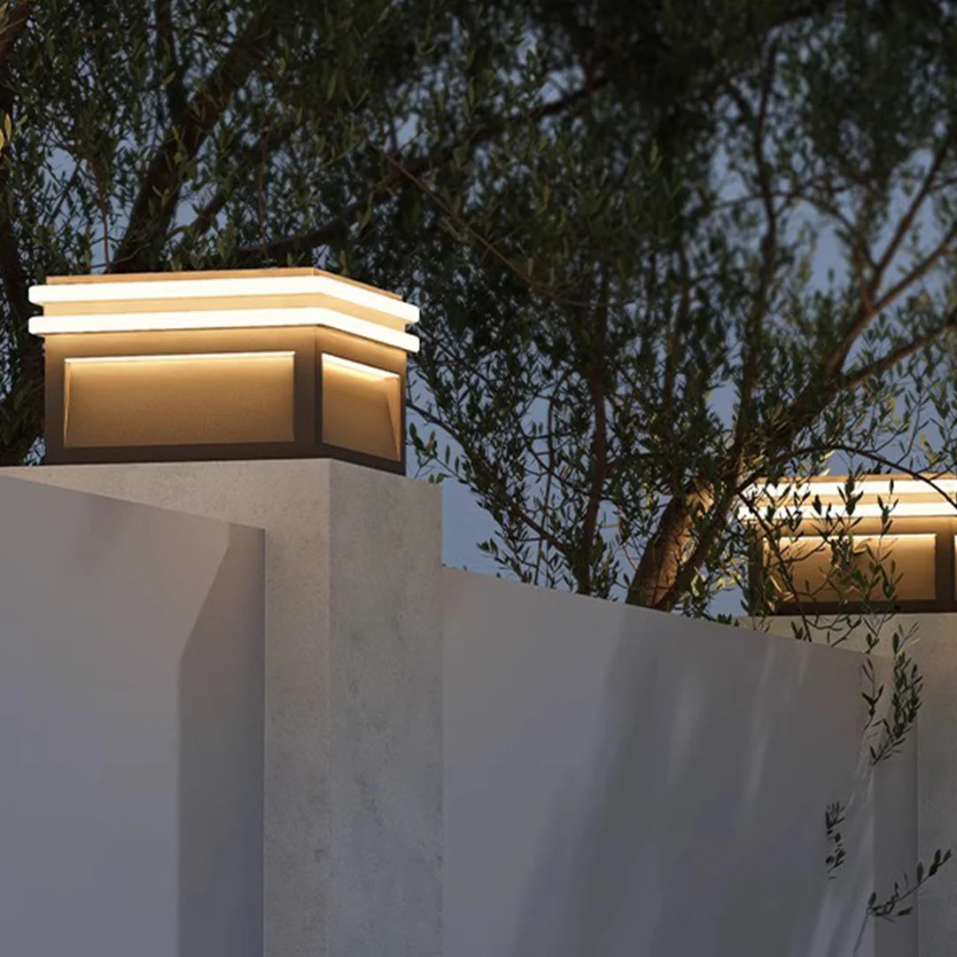 Theodore Square Minimalist Steel Outdoor Pillar Lights - Image 11