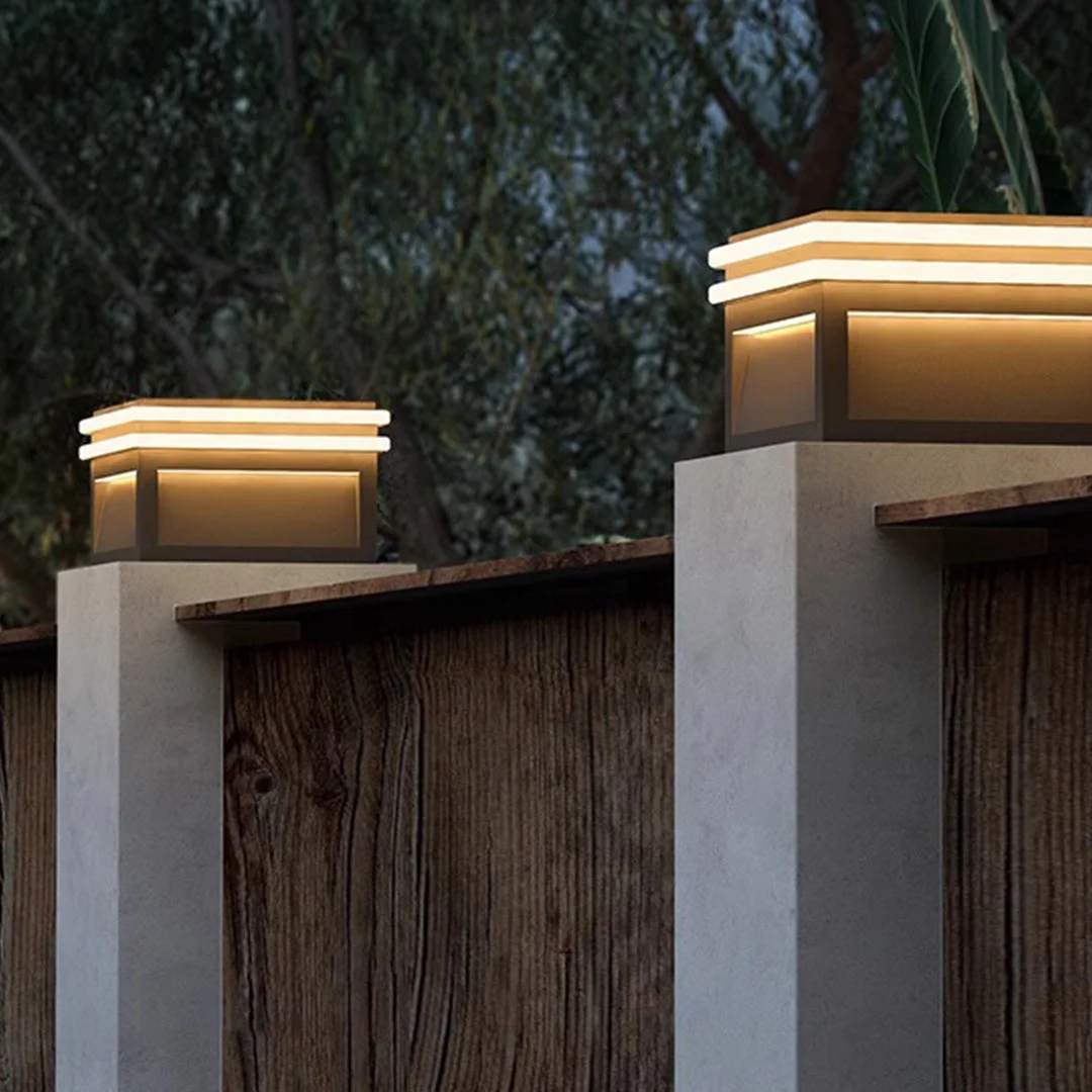 Theodore Square Minimalist Steel Outdoor Pillar Lights - Image 12