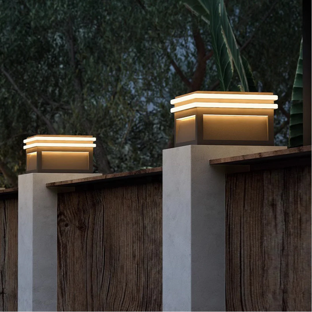 Theodore Square Minimalist Steel Outdoor Pillar Lights - Image 13
