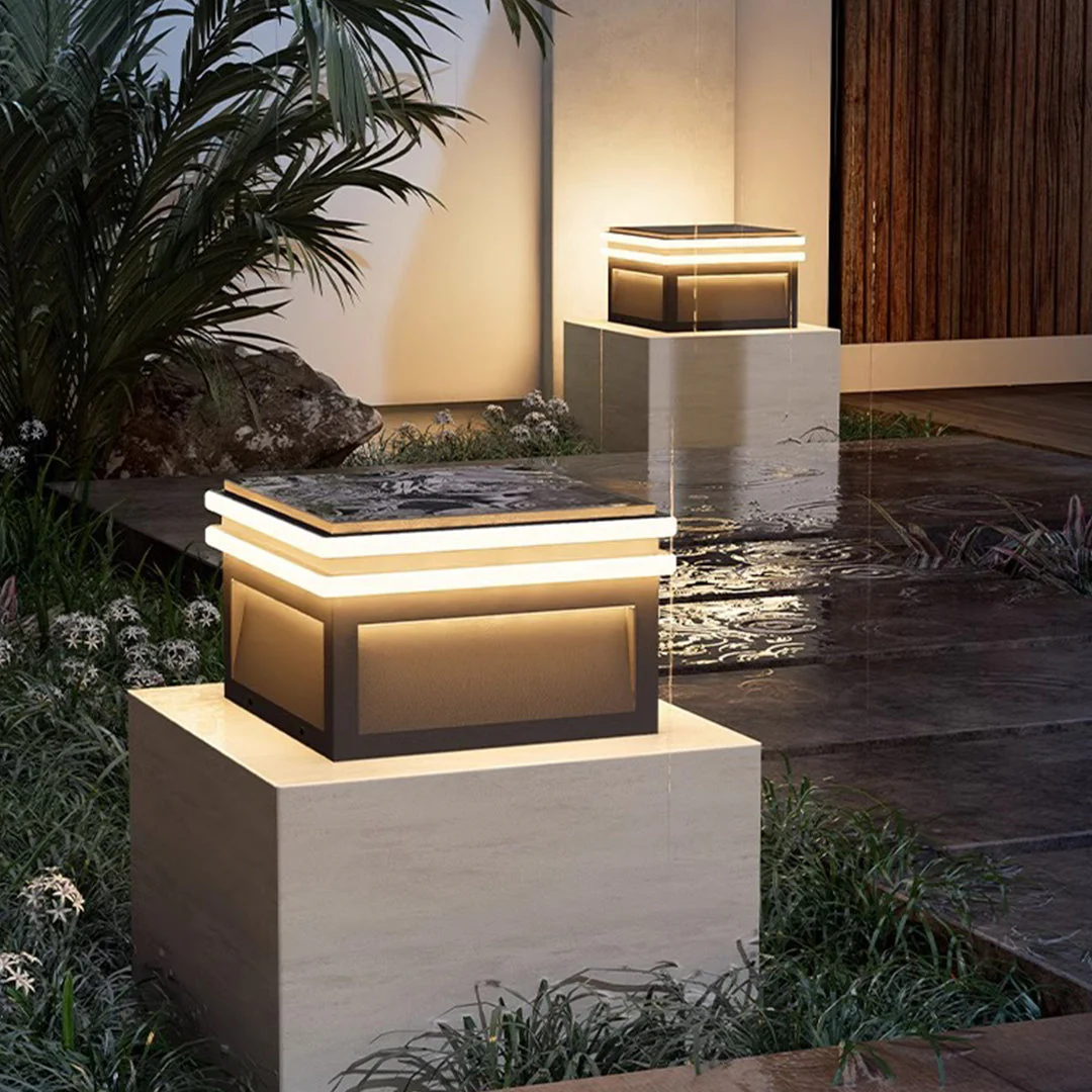 Theodore Square Minimalist Steel Outdoor Pillar Lights - Image 14