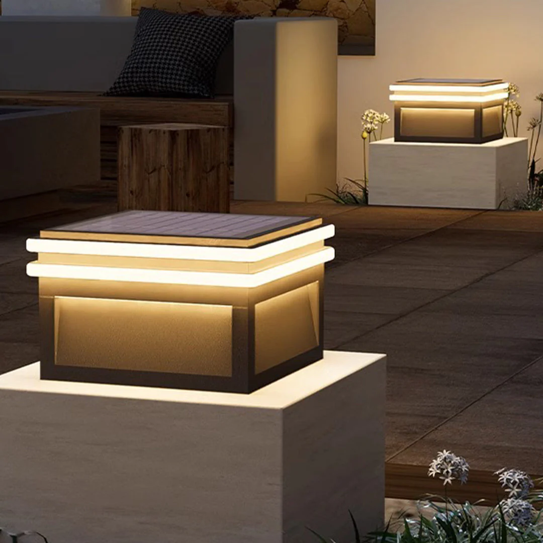 Theodore Square Minimalist Steel Outdoor Pillar Lights - Image 15