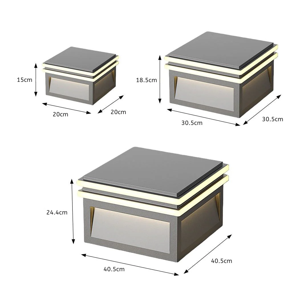 Theodore Square Minimalist Steel Outdoor Pillar Lights - Image 4