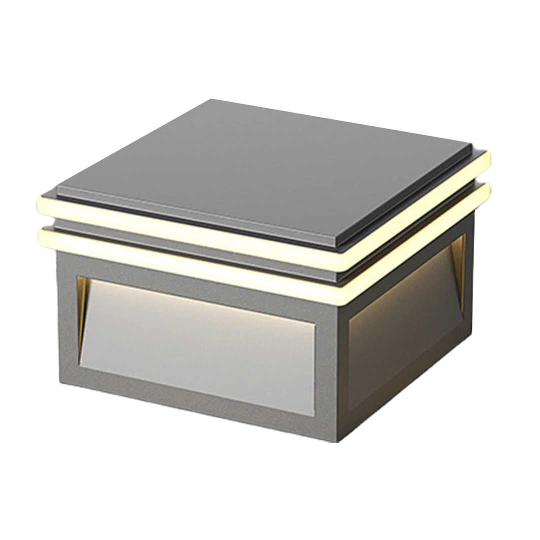 Theodore Square Minimalist Steel Outdoor Pillar Lights - Image 5