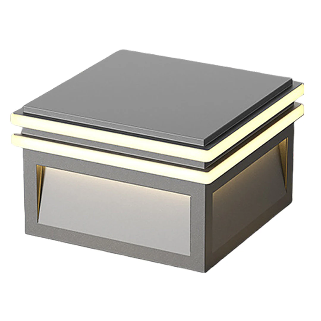 Theodore Square Minimalist Steel Outdoor Pillar Lights - Image 6
