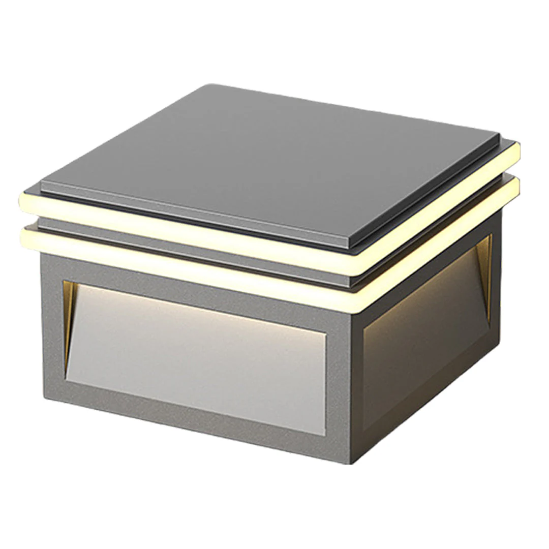 Theodore Square Minimalist Steel Outdoor Pillar Lights - Image 7
