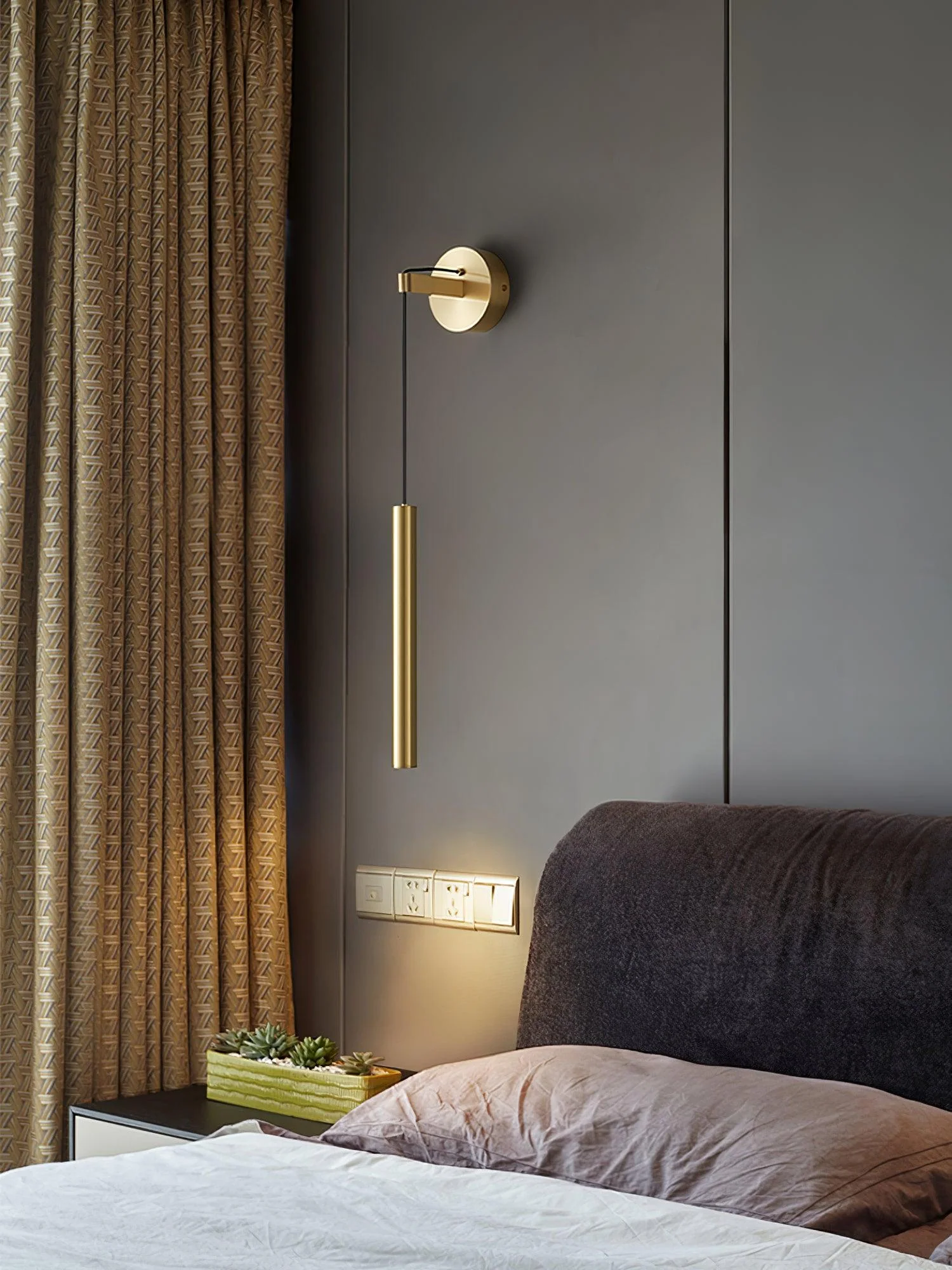 Thomasina Modern Minimalist Line Brass Wall Light - Image 12