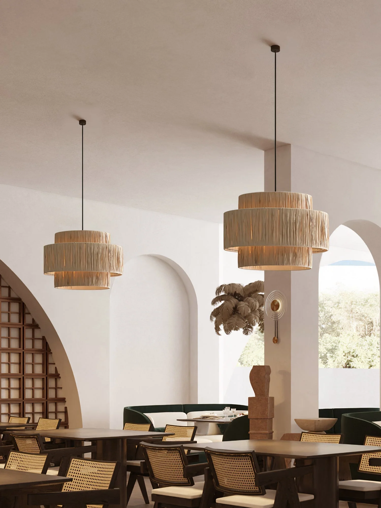 Thyra Straw Traditional Retro Pendant Light - Image 11