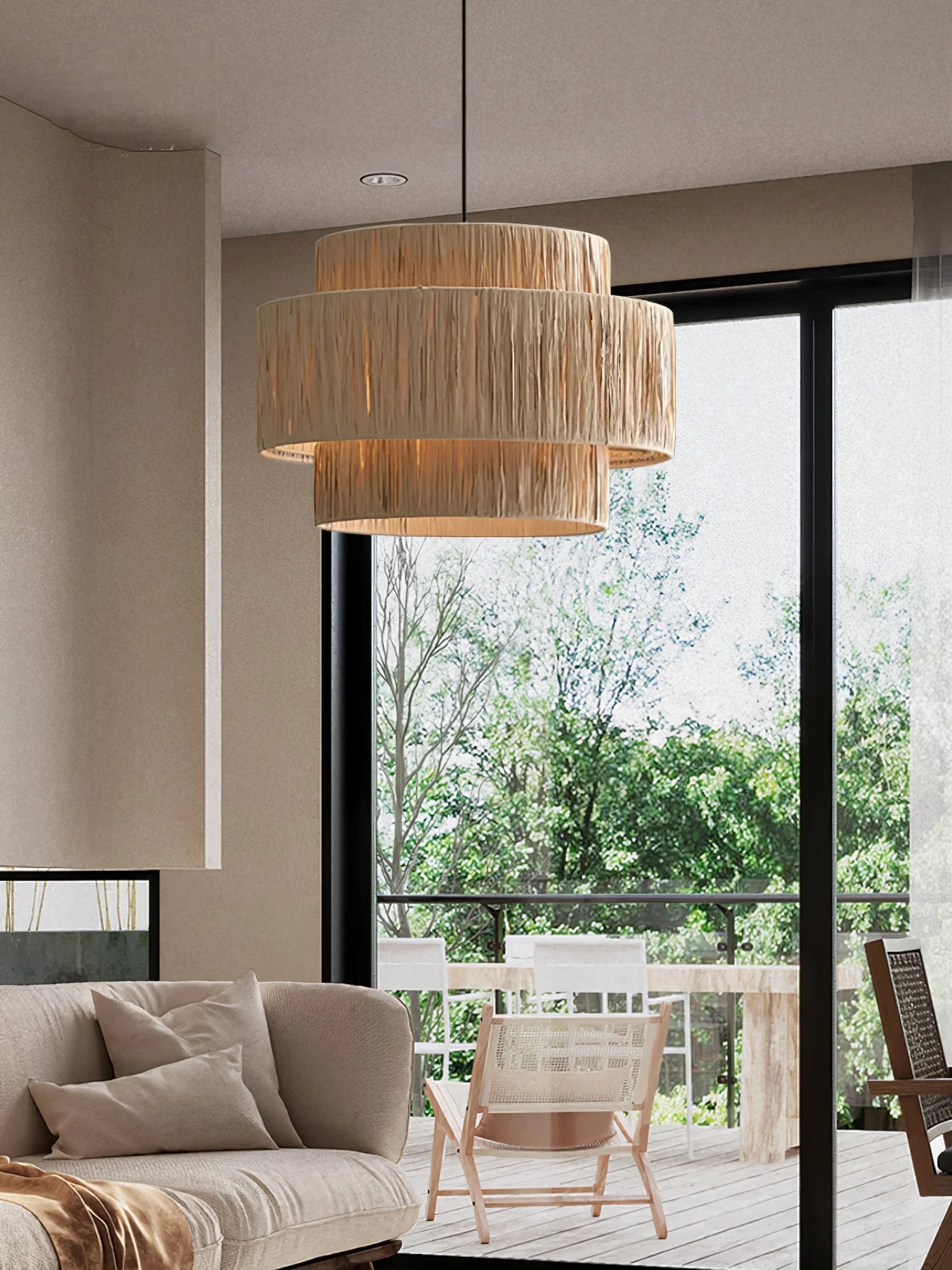 Thyra Straw Traditional Retro Pendant Light - Image 15
