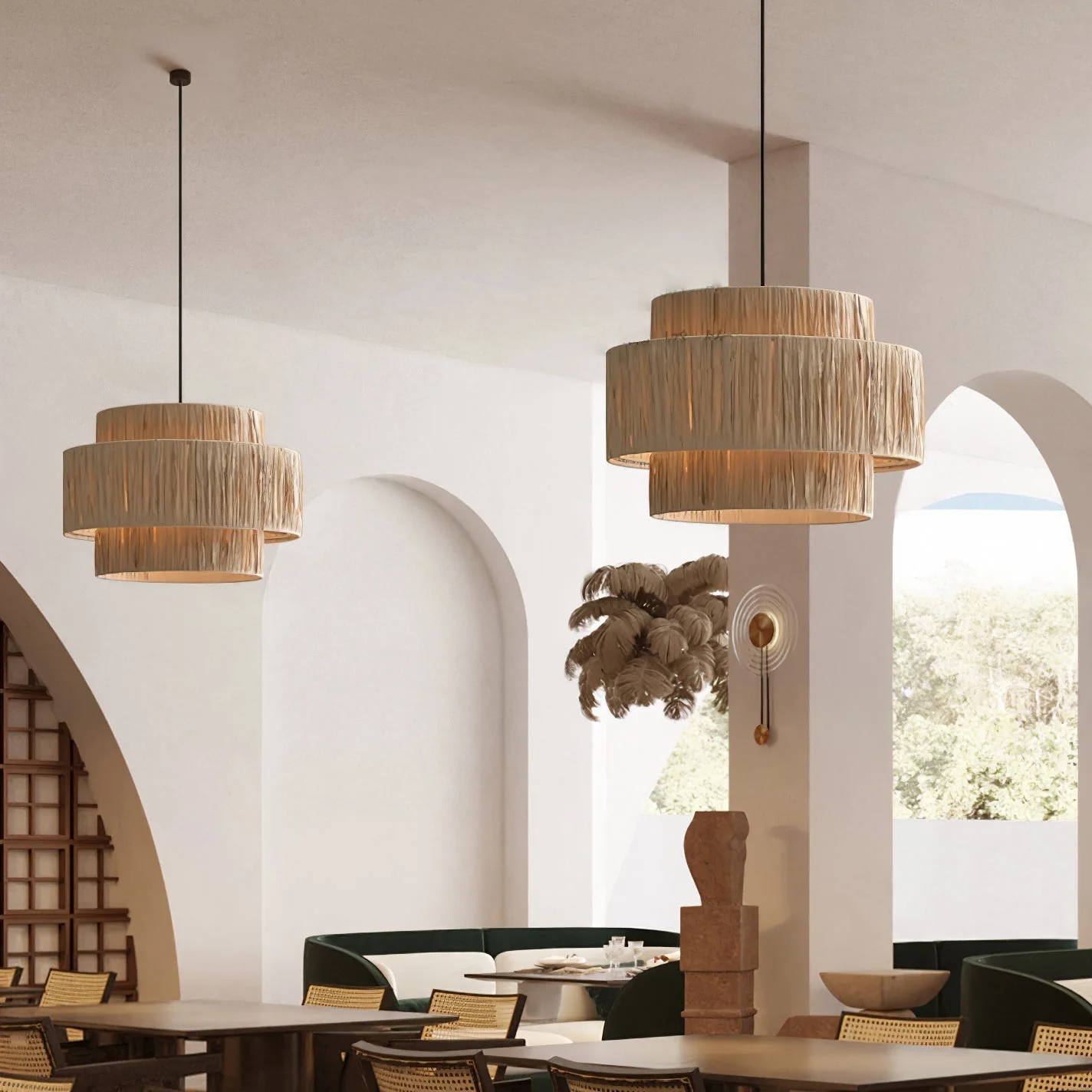 Thyra Straw Traditional Retro Pendant Light - Image 40