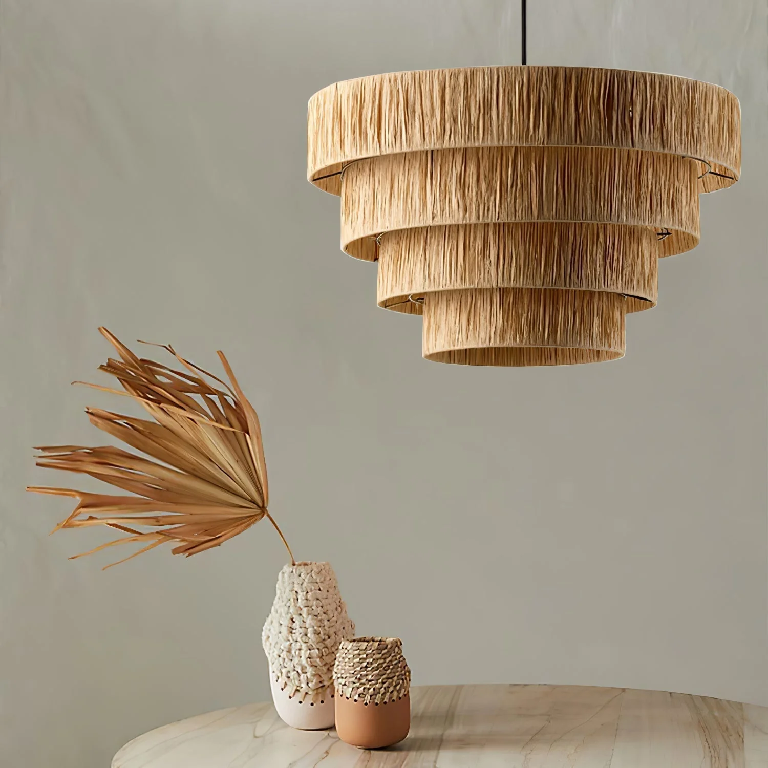 Thyra Straw Traditional Retro Pendant Light - Image 47