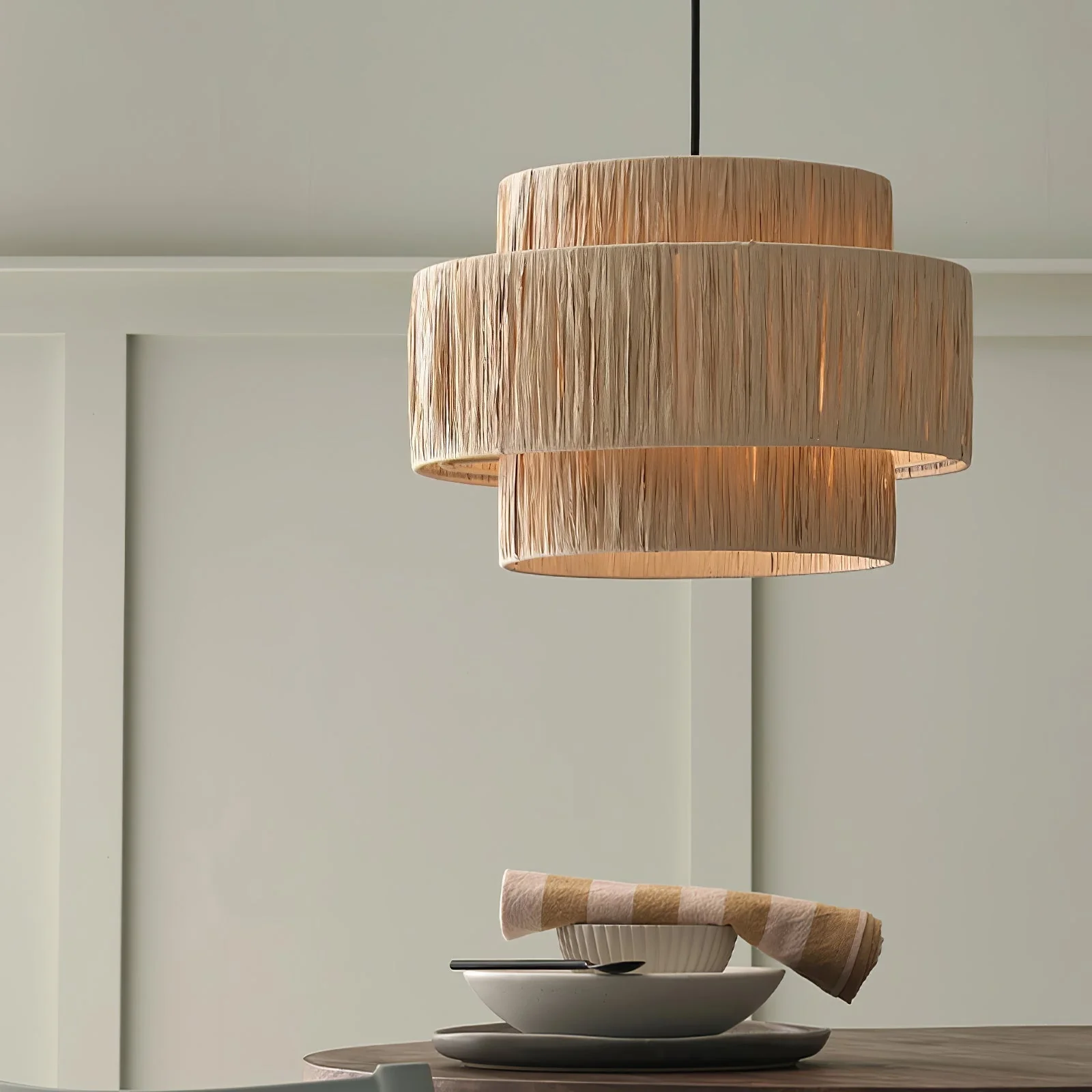 Thyra Straw Traditional Retro Pendant Light - Image 48