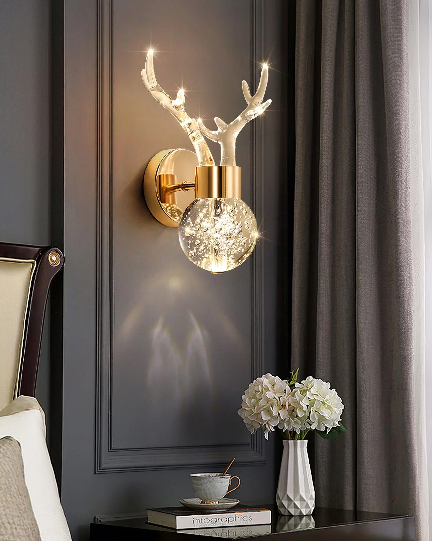 Timber Postmodern Luxury Deer Crystal Wall Lamp - Image 14