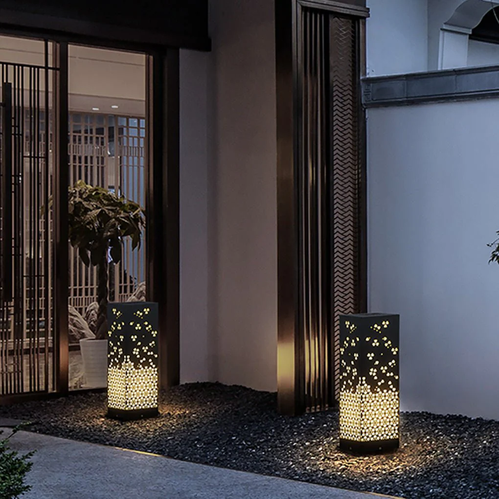 Tracy Asian Decorative Snowflake Design Steel Outdoor Light - Image 5