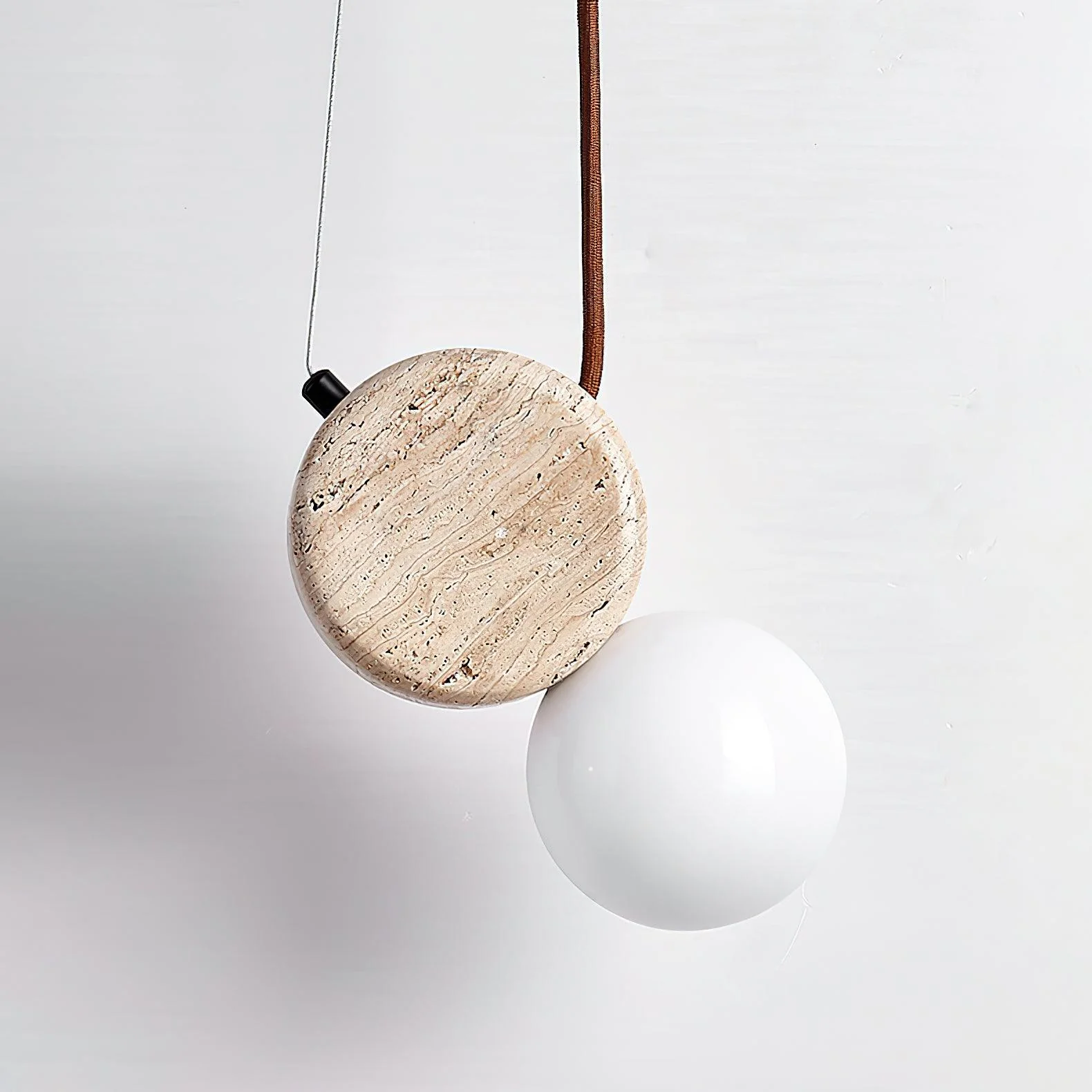 Tranquil Glow Minimalist Travertine Pendant Light - Image 12