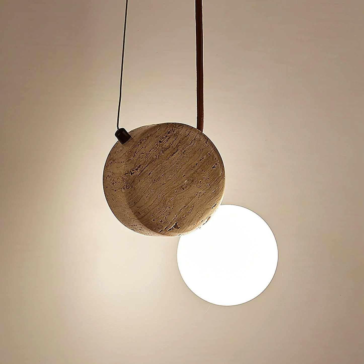 Tranquil Glow Minimalist Travertine Pendant Light - Image 13