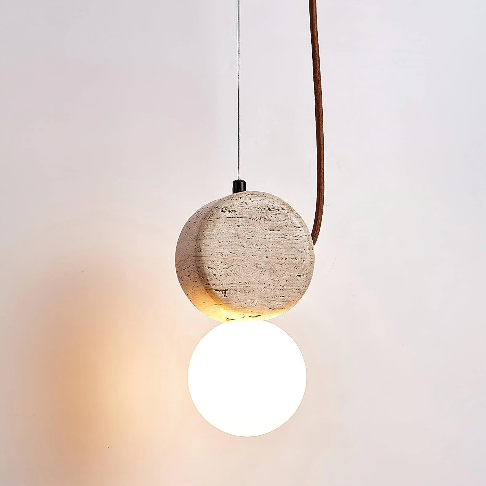 Tranquil Glow Minimalist Travertine Pendant Light - Image 14