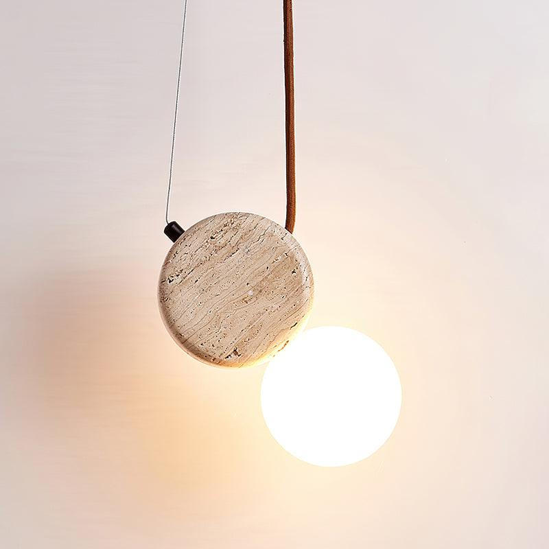 Tranquil Glow Minimalist Travertine Pendant Light - Image 15