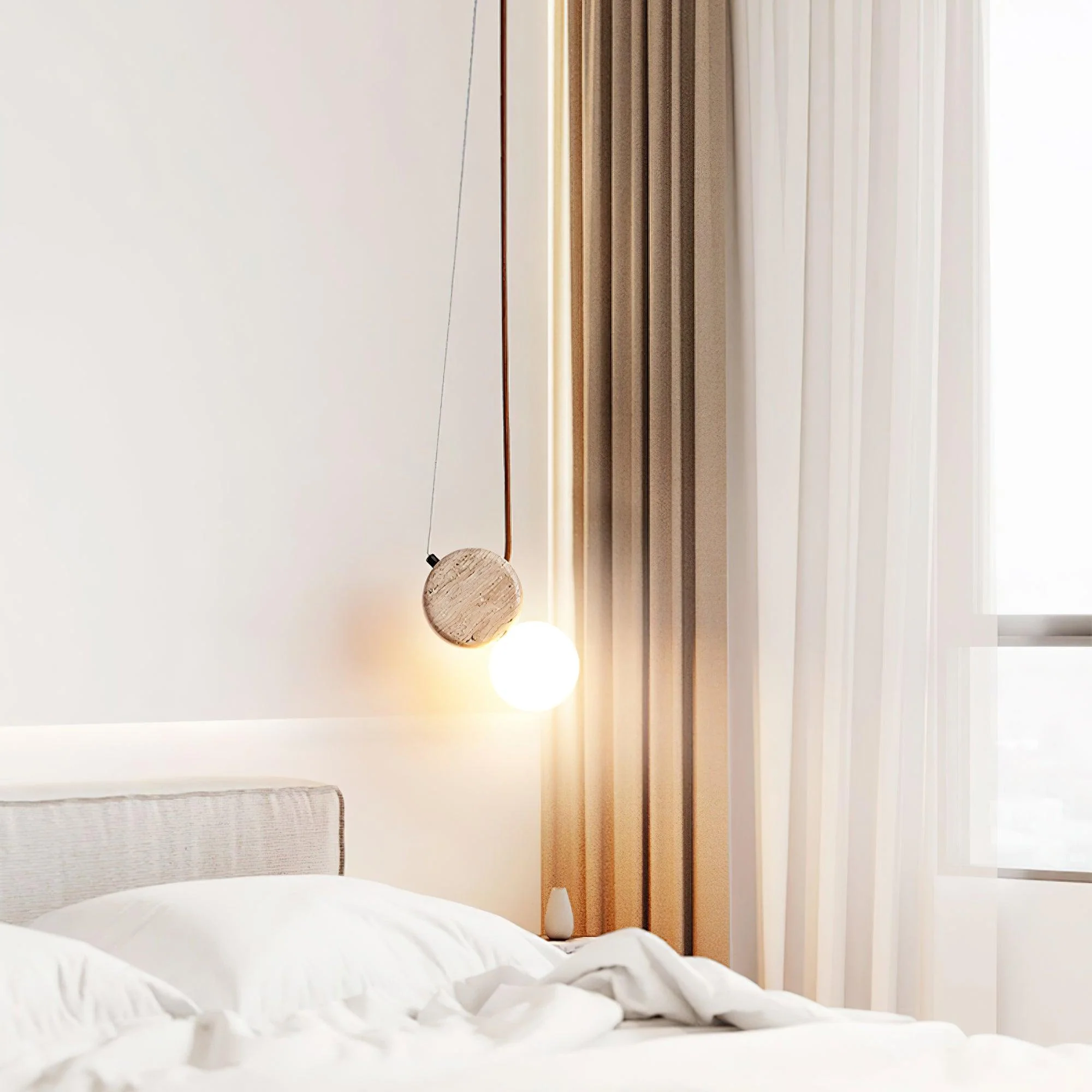 Tranquil Glow Minimalist Travertine Pendant Light - Image 6
