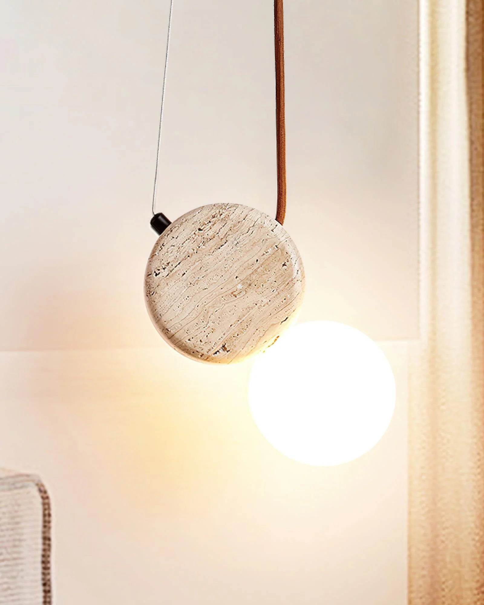 Tranquil Glow Minimalist Travertine Pendant Light - Image 9