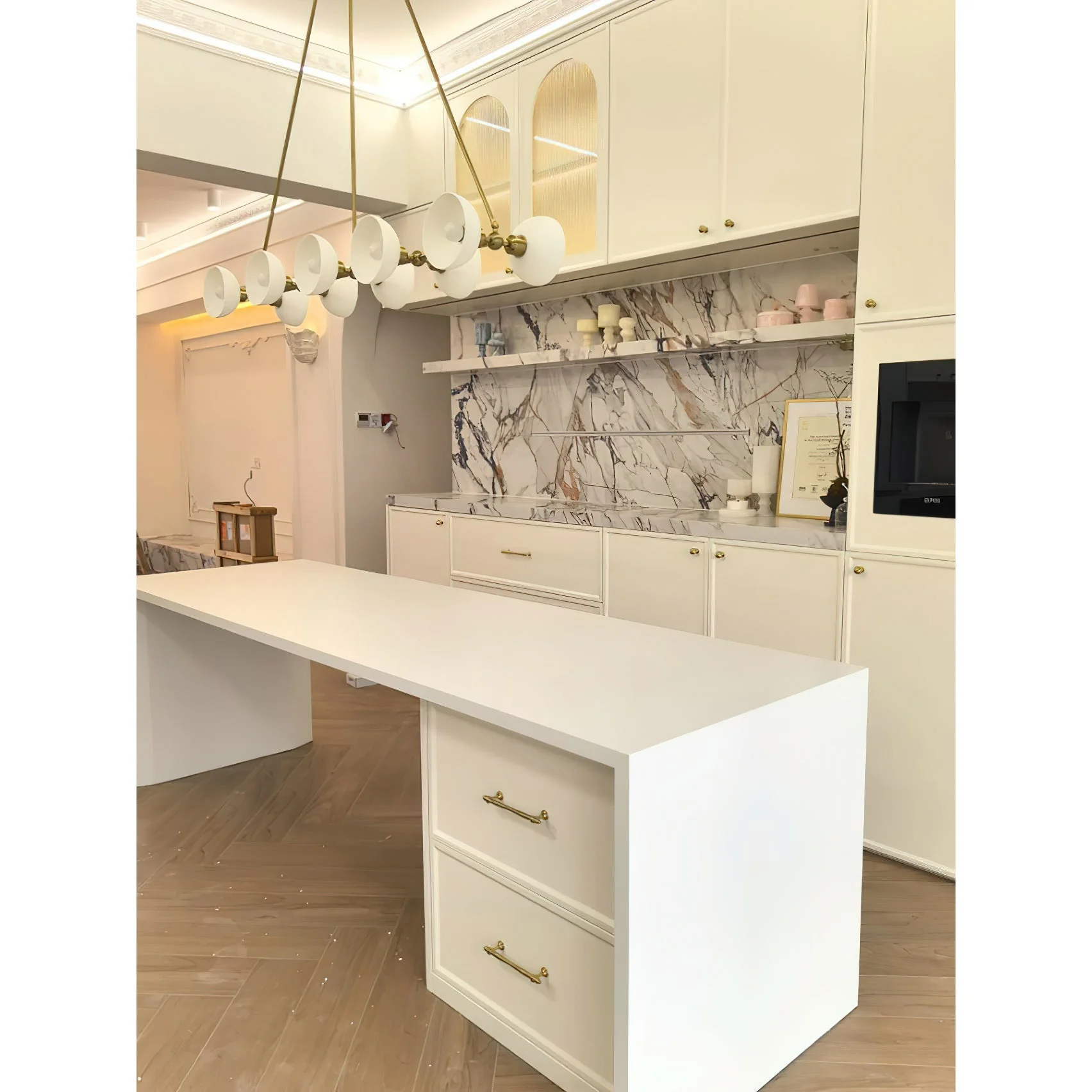 Trapeze Contemporary Glass Chandelier - Image 11