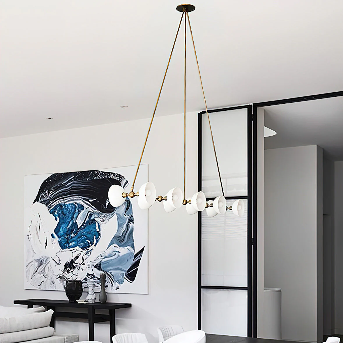 Trapeze Contemporary Glass Chandelier - Image 3