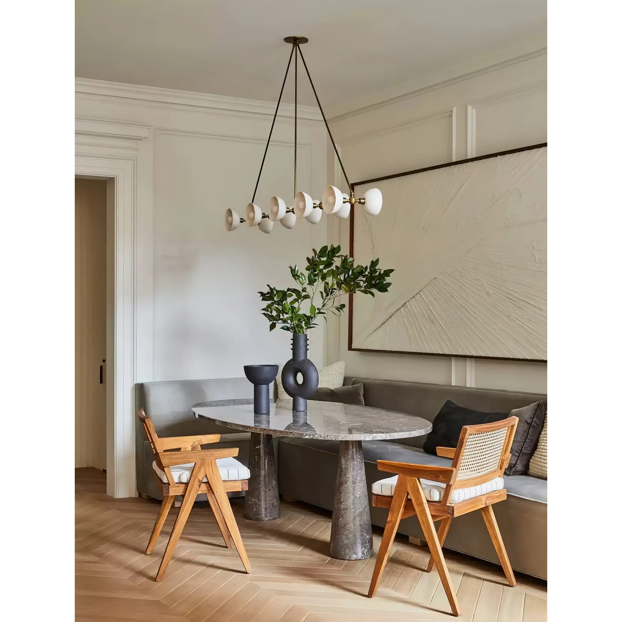Trapeze Contemporary Glass Chandelier - Image 8