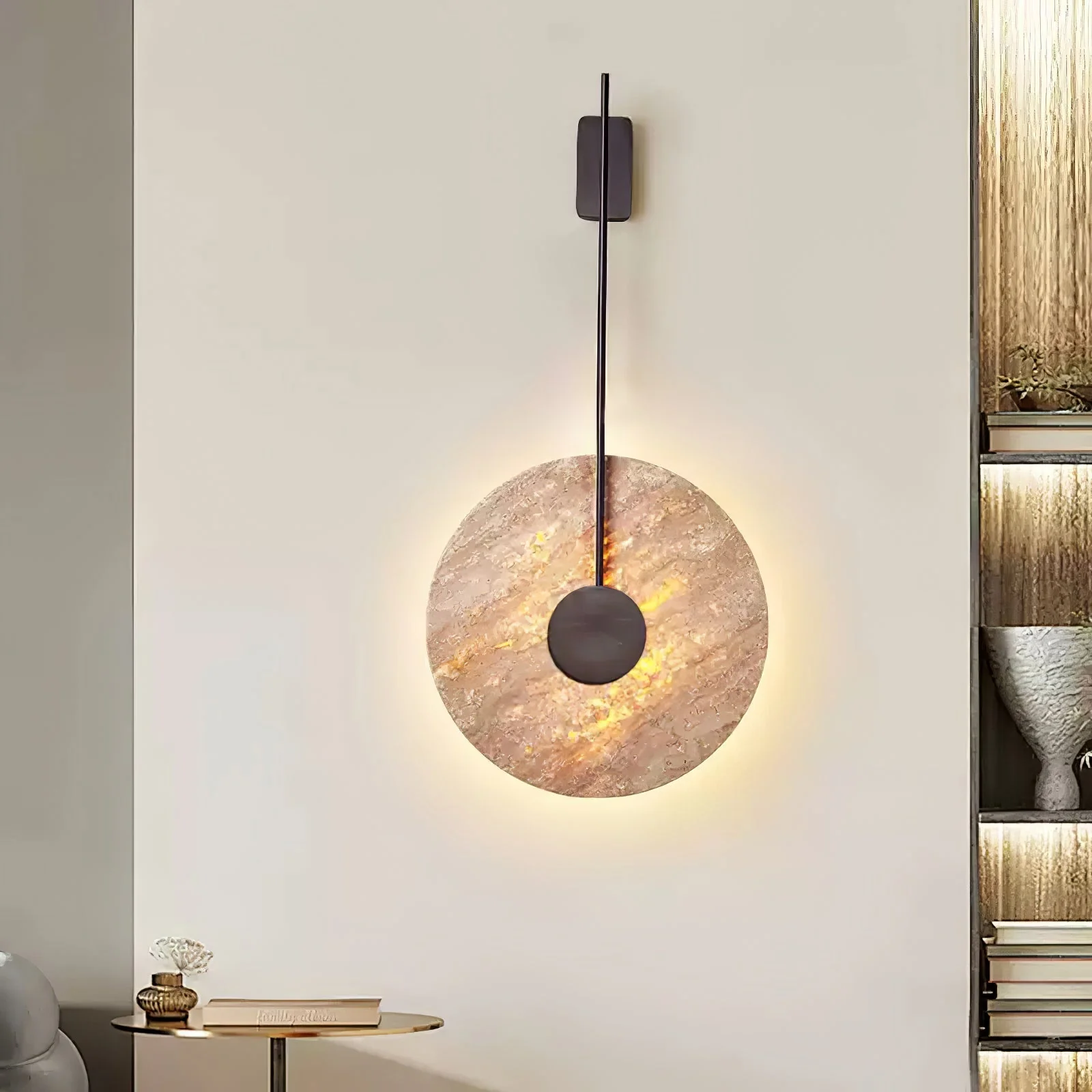 Travertine Disc Oriental Travertine Wall Light - Image 4