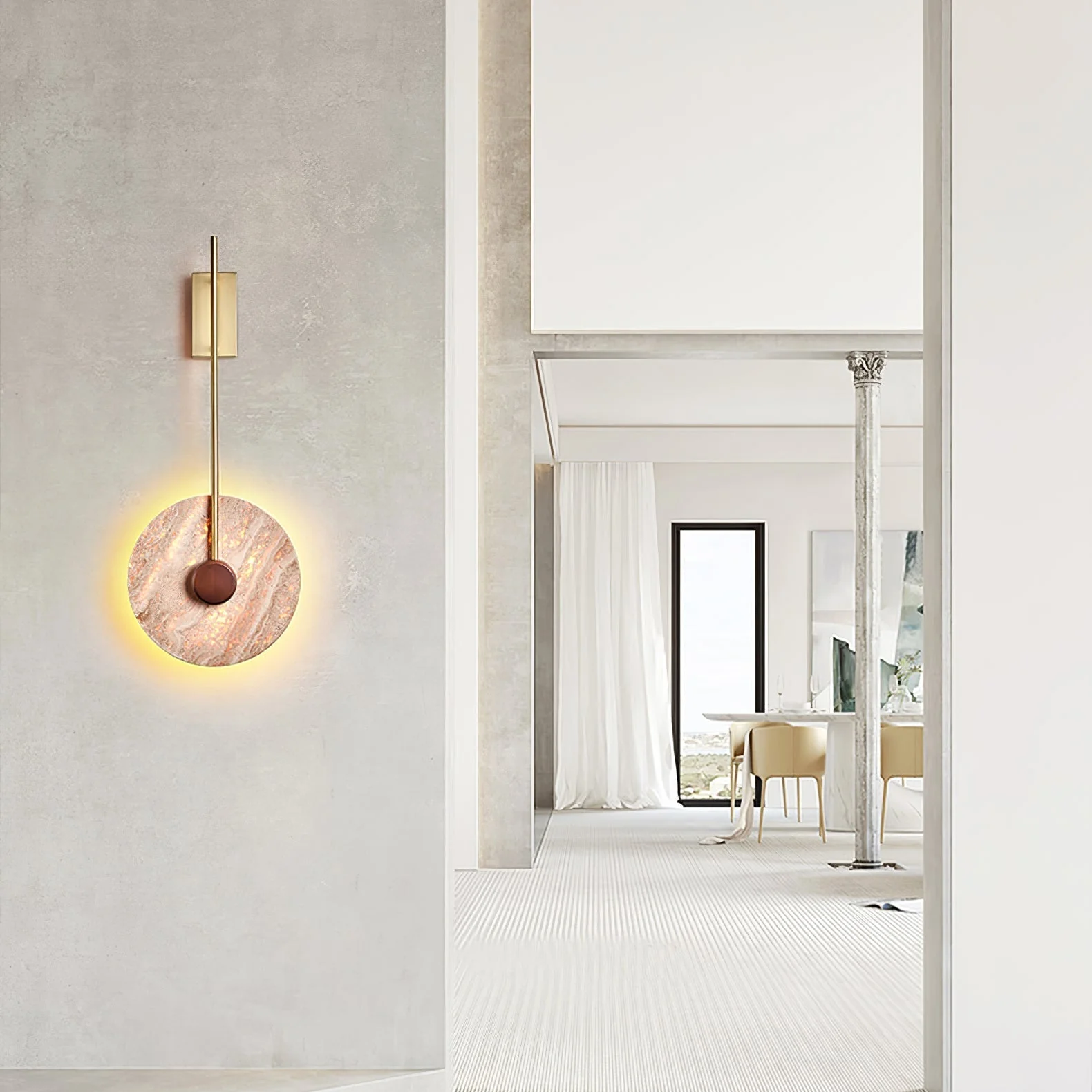 Travertine Disc Oriental Travertine Wall Light - Image 9