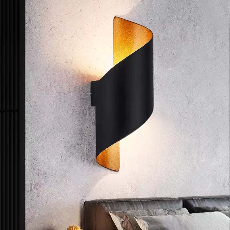 Travin Modern Conch Shape Spiral Outdoor Wall Lamp, Black/White/Gold - Image 14