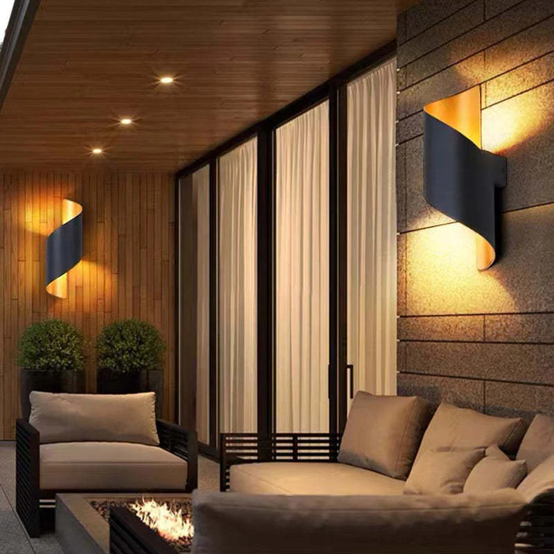 Travin Modern Conch Shape Spiral Outdoor Wall Lamp, Black/White/Gold - Image 2