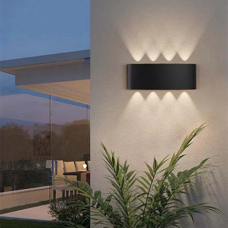 Tronix Modern Rectangular Metal Outdoor Wall Lamp, Black/White, Water-wave - Image 2