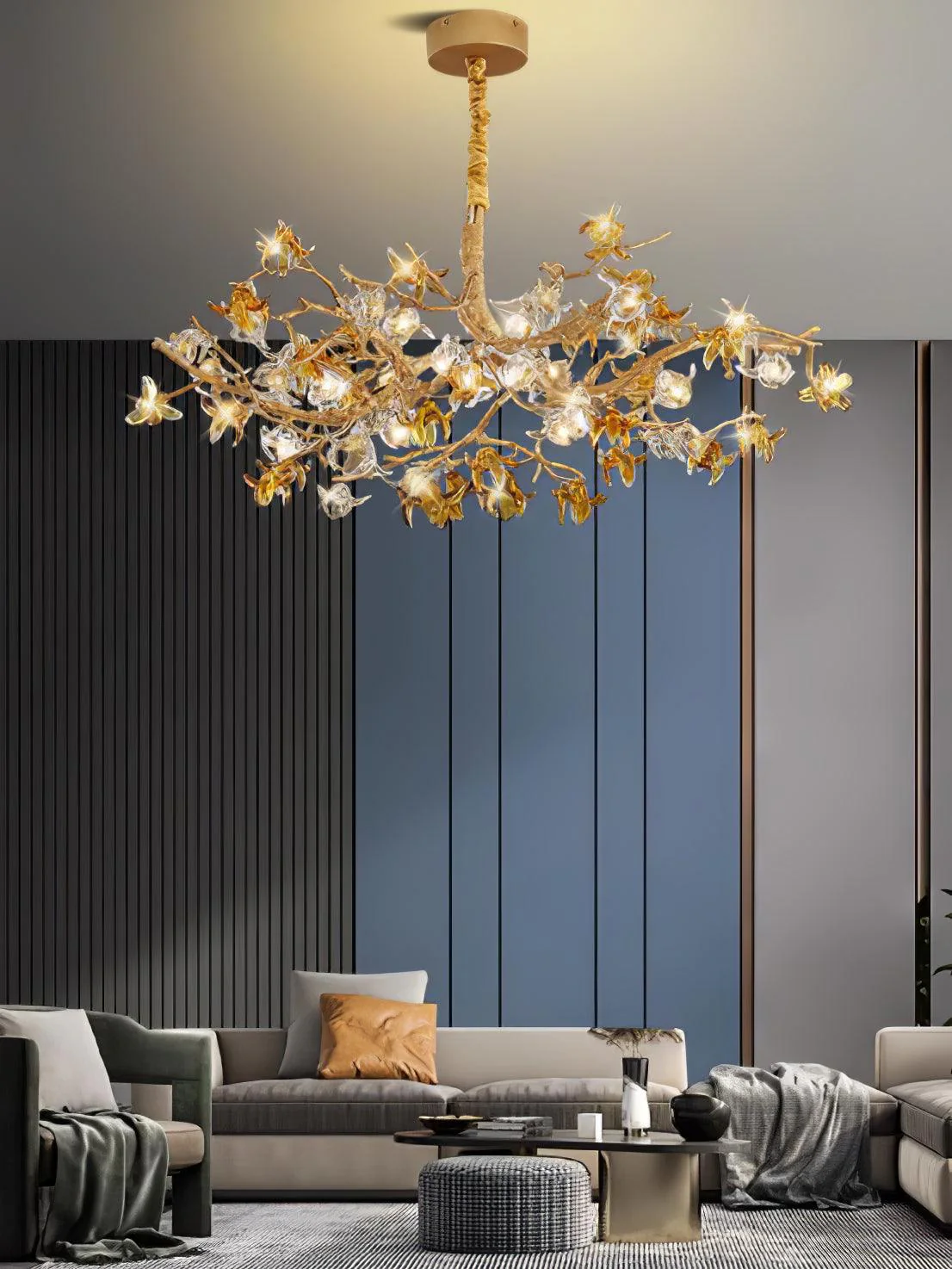 Ulfuvye Postmodern Luxury Branch Brass Crystal Chandelier - Image 11