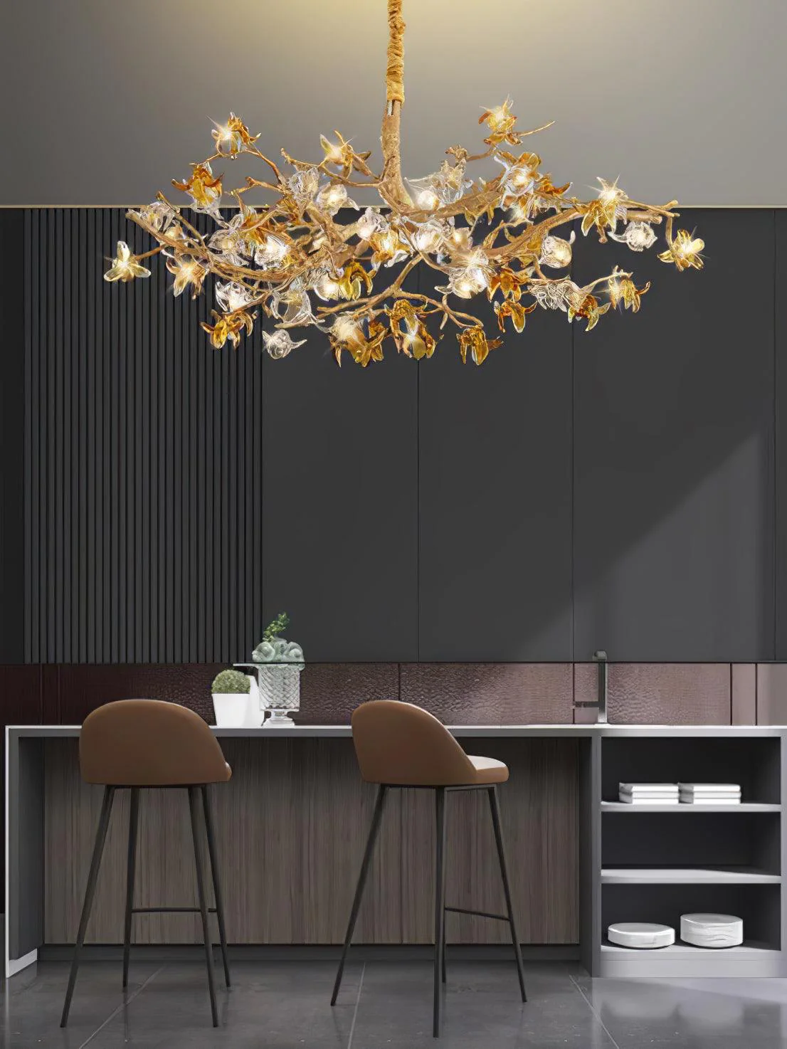 Ulfuvye Postmodern Luxury Branch Brass Crystal Chandelier - Image 14