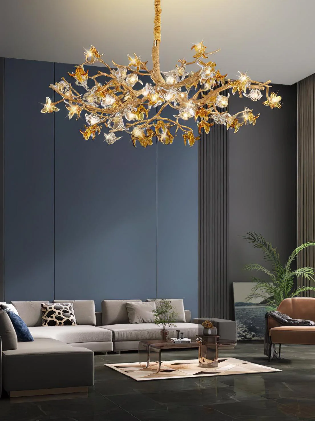 Ulfuvye Postmodern Luxury Branch Brass Crystal Chandelier - Image 15