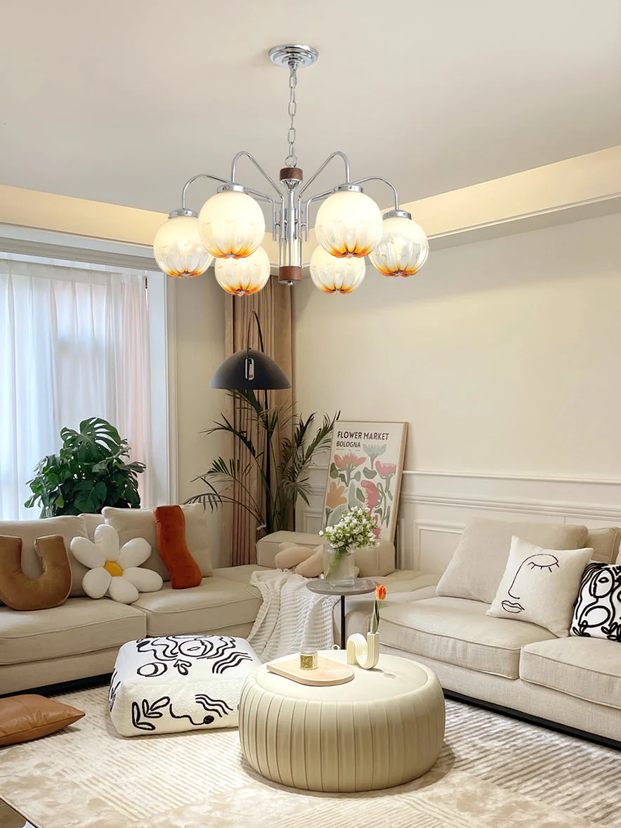 Ulliria Nordic Art Flower Walnut Glass Chandelier - Image 36