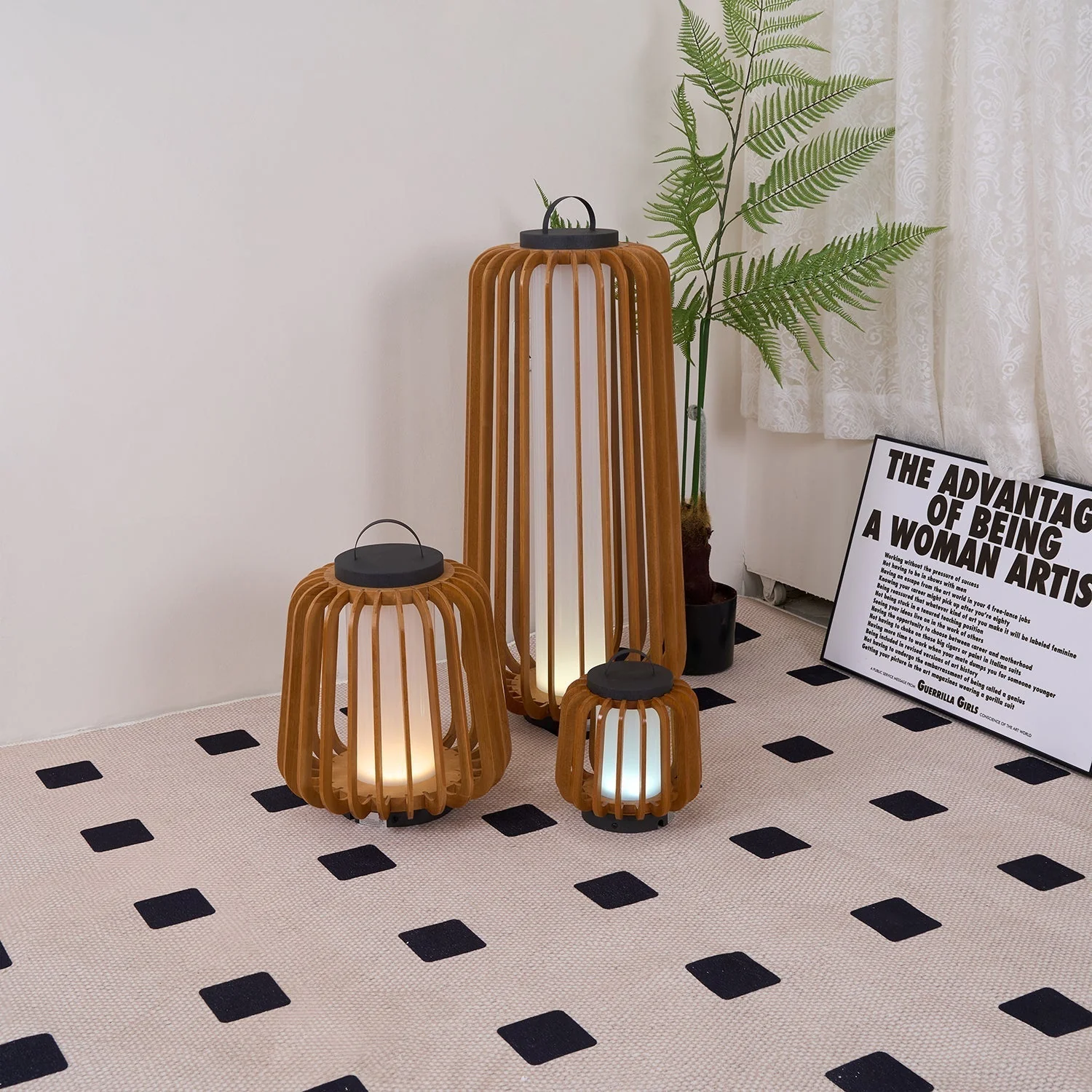 Ulmaran Portable Rechargeable Wood Lantern Outdoor Light - Image 50
