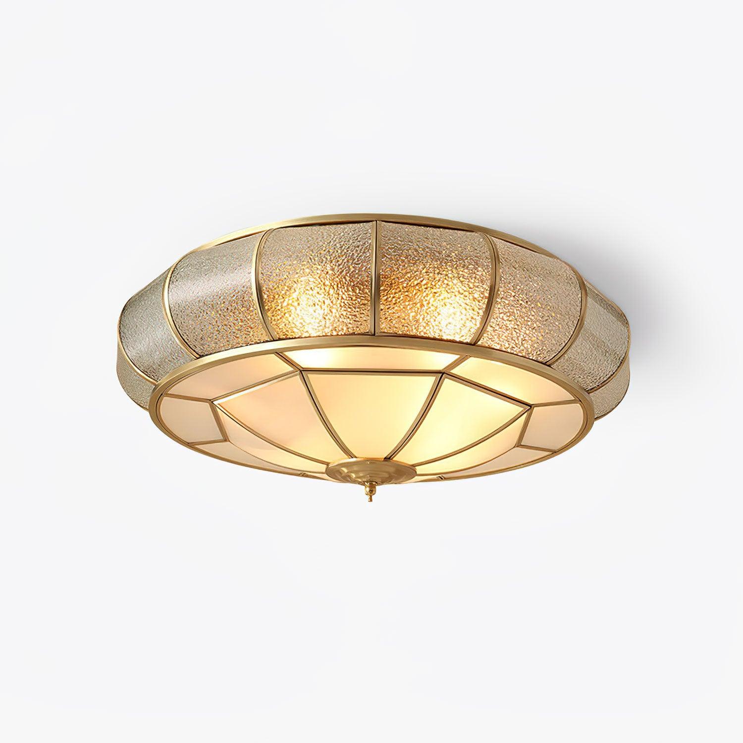 Ulrinara Postmodern Luxury Drum Brass Glass Ceiling Light - Image 13