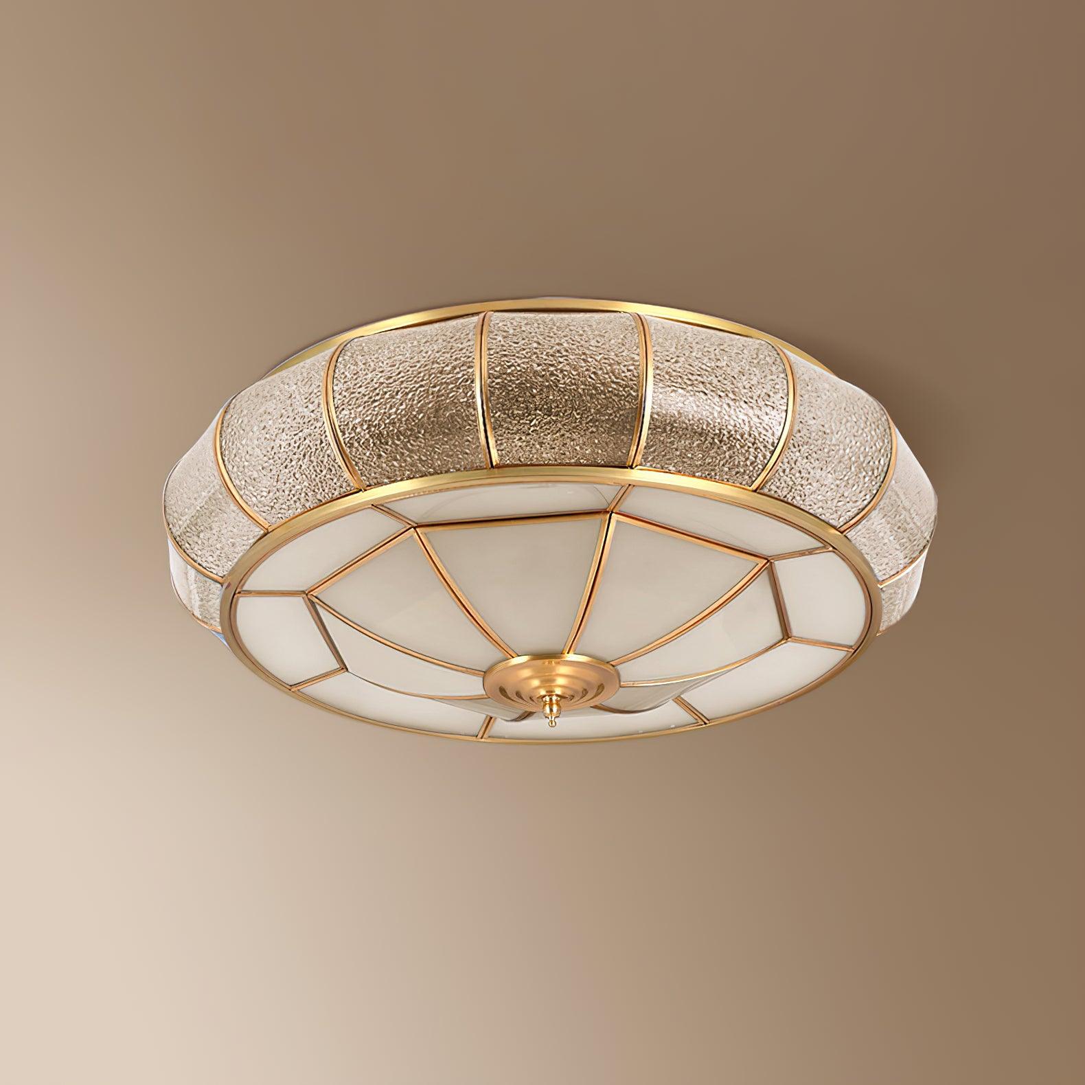 Ulrinara Postmodern Luxury Drum Brass Glass Ceiling Light - Image 2