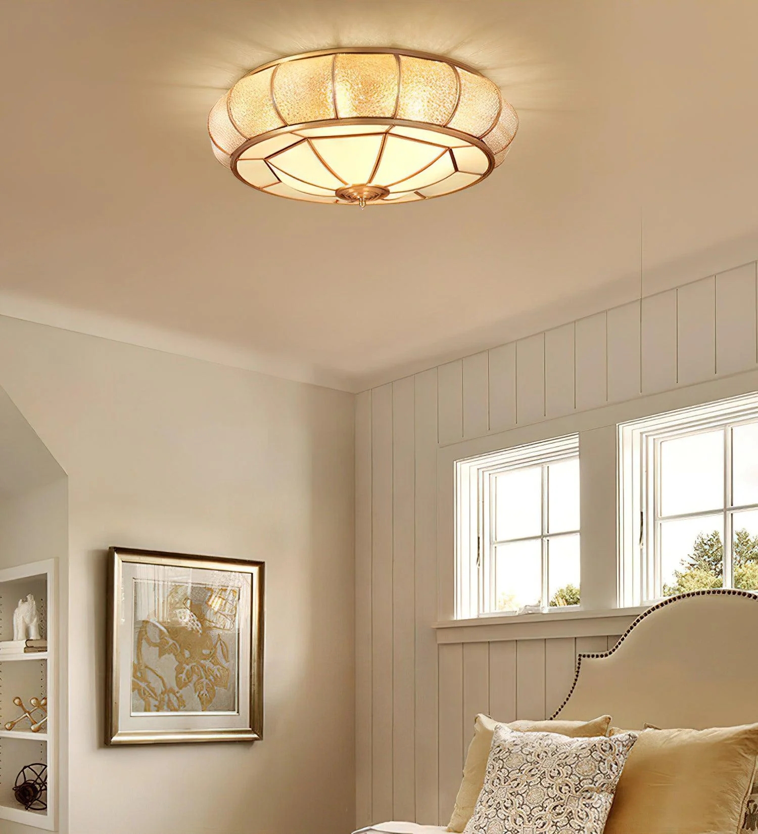 Ulrinara Postmodern Luxury Drum Brass Glass Ceiling Light - Image 25