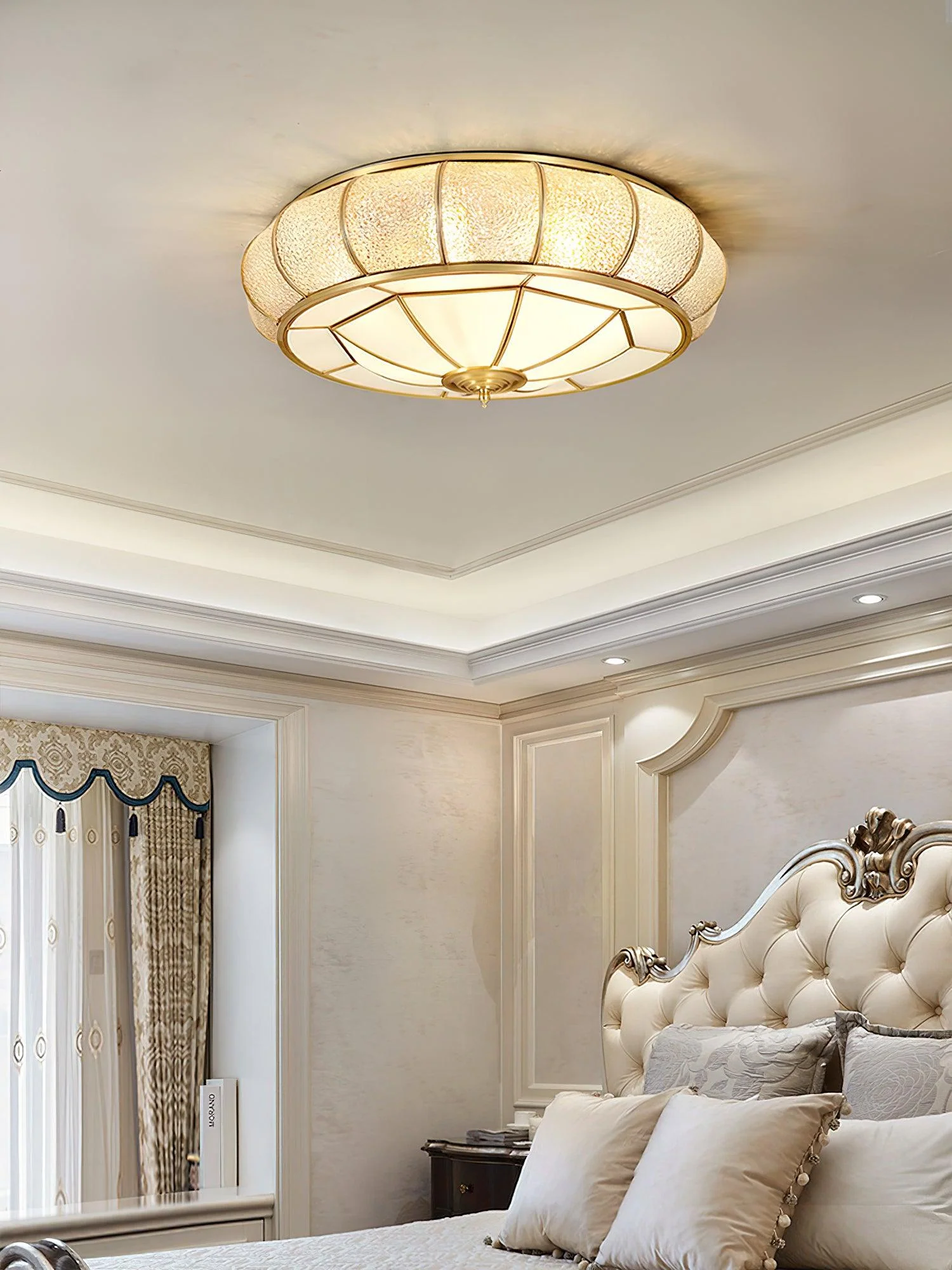Ulrinara Postmodern Luxury Drum Brass Glass Ceiling Light - Image 28