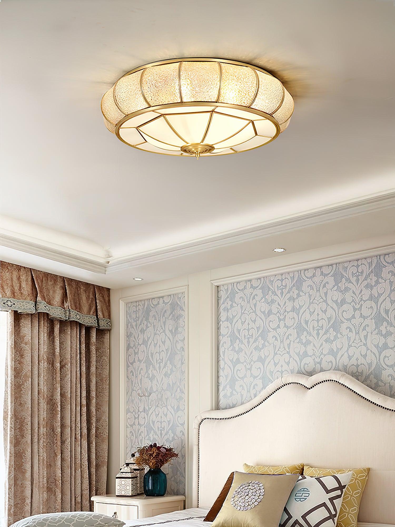 Ulrinara Postmodern Luxury Drum Brass Glass Ceiling Light - Image 29