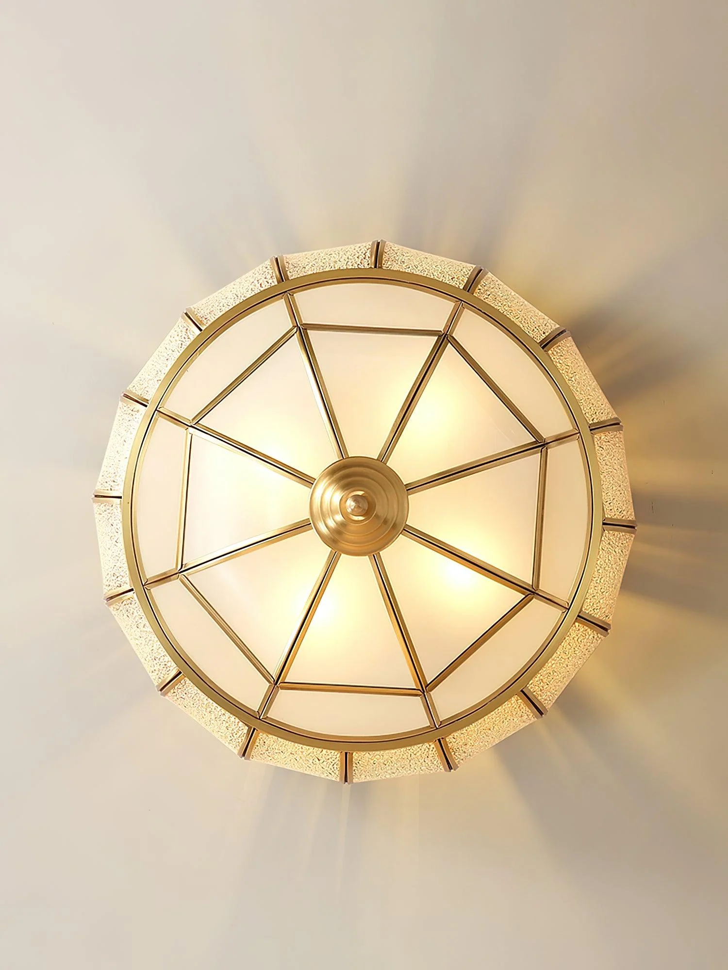 Ulrinara Postmodern Luxury Drum Brass Glass Ceiling Light - Image 30