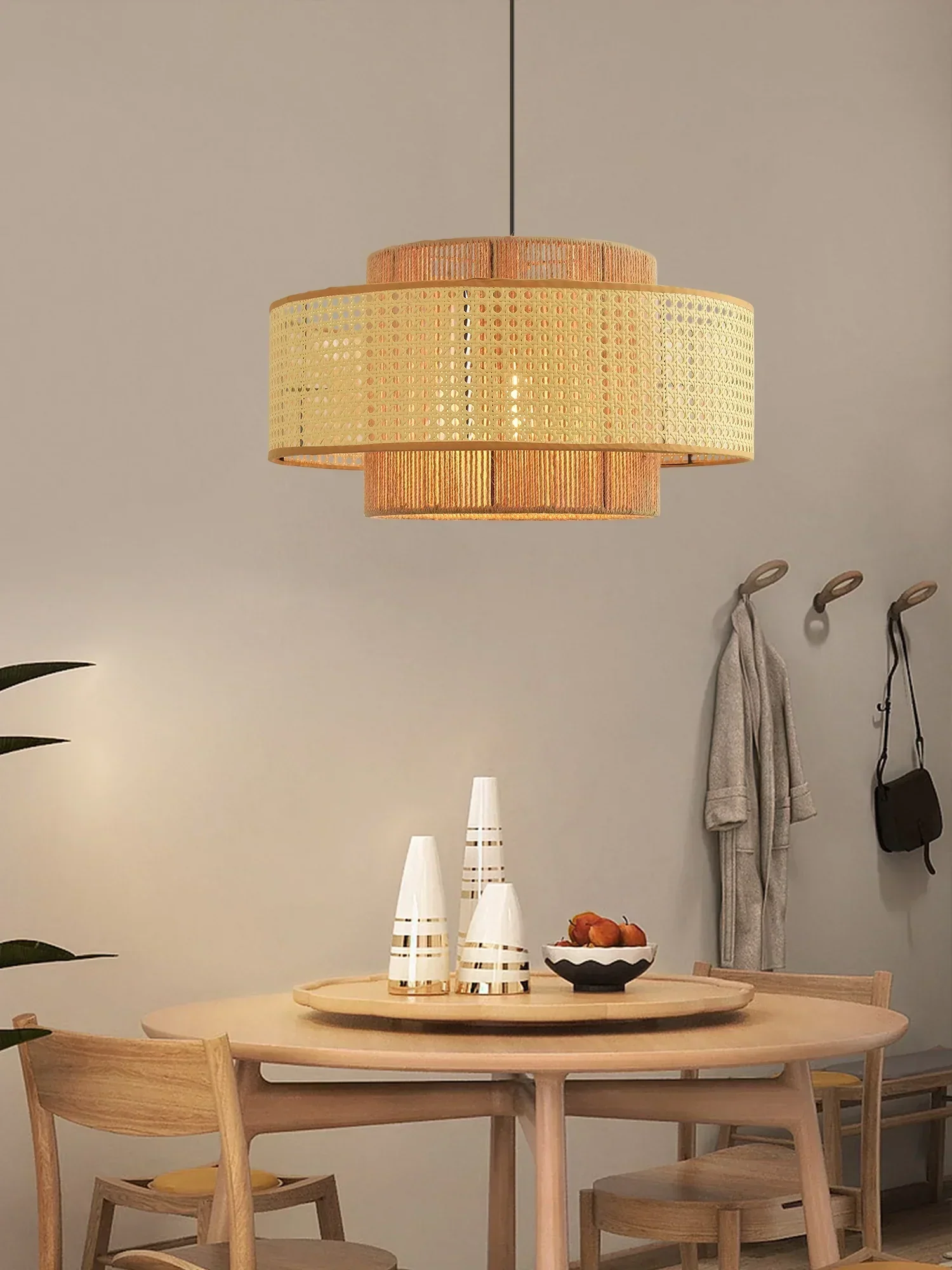 Ulshayra Concentric Rattan Pendant Light - Image 18