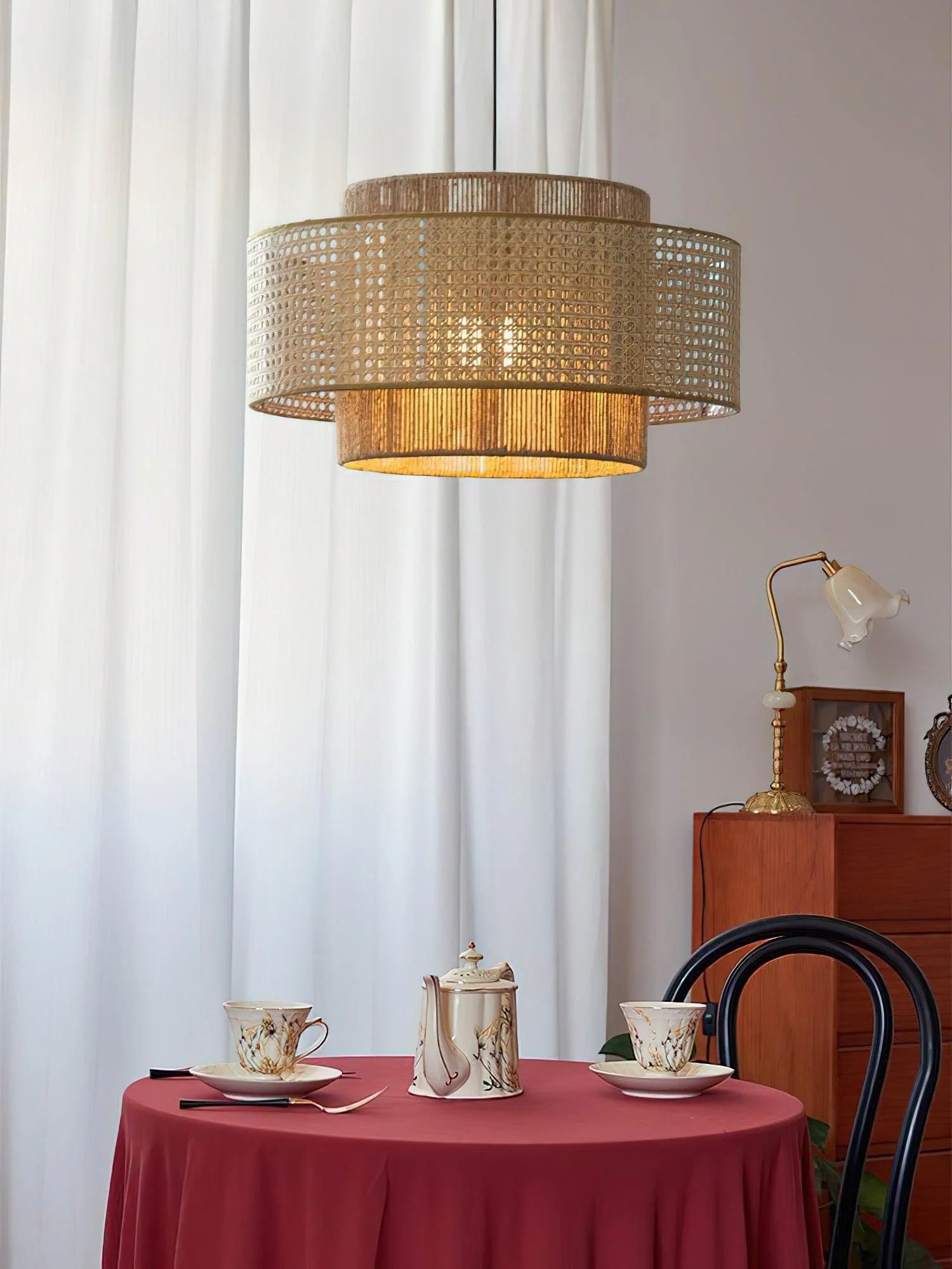 Ulshayra Concentric Rattan Pendant Light - Image 36
