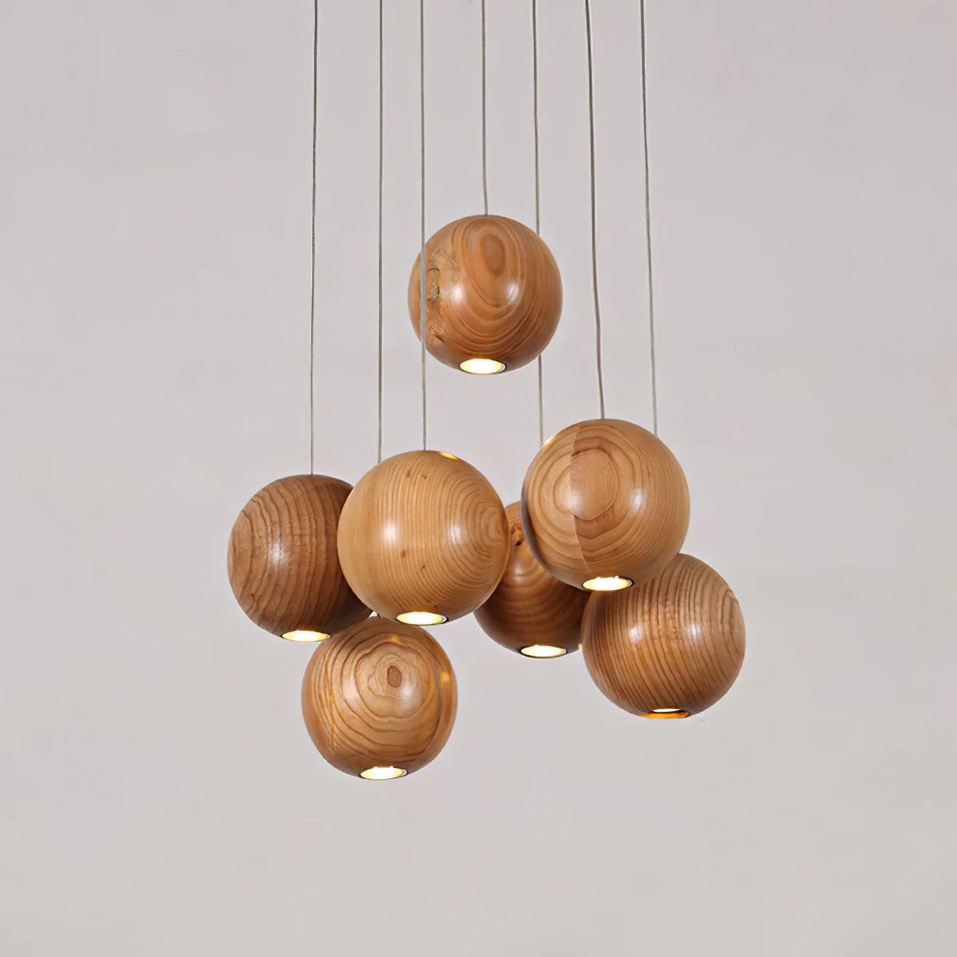 Ulvararis Nordic Orb Sphere Cluster Wooden Pendant Light - Image 12