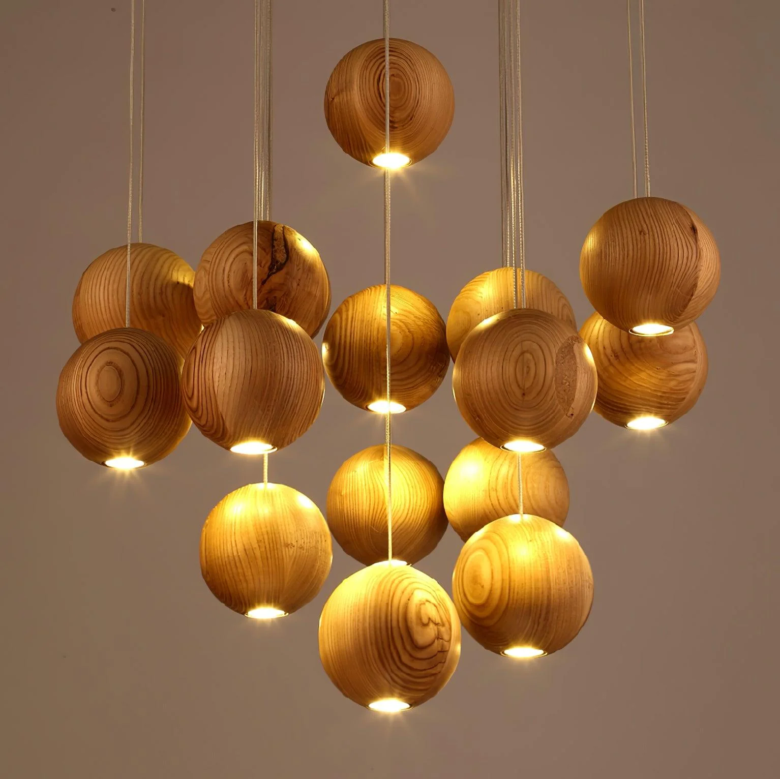 Ulvararis Nordic Orb Sphere Cluster Wooden Pendant Light - Image 18